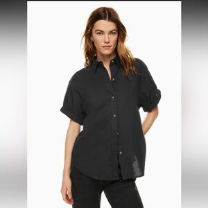 Aritzia Black Short Sleeve Button-Down Shirt